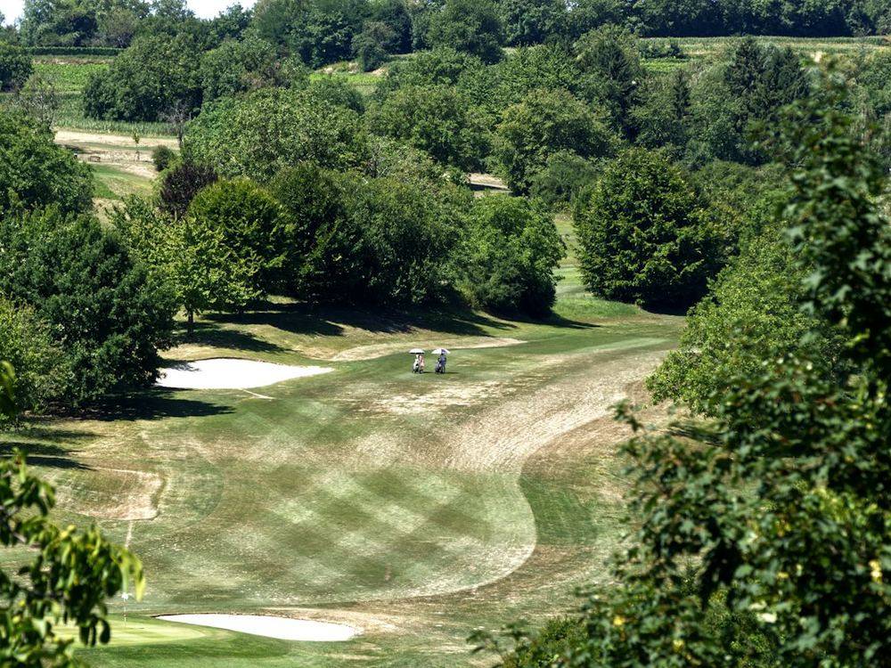 A golf course seen from above