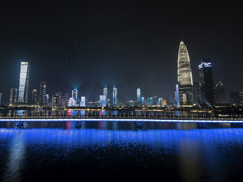 Shenzhen skyline lit up at night